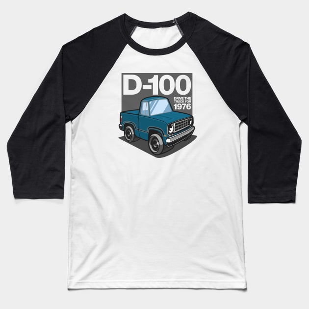 D100 - 1976 (Bright Blue Iridescent) Baseball T-Shirt by jepegdesign